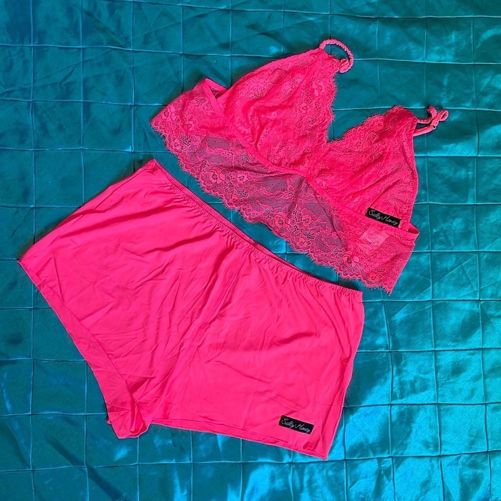 Salty Honey Lingerie Set - Hot Pink, Size XXL